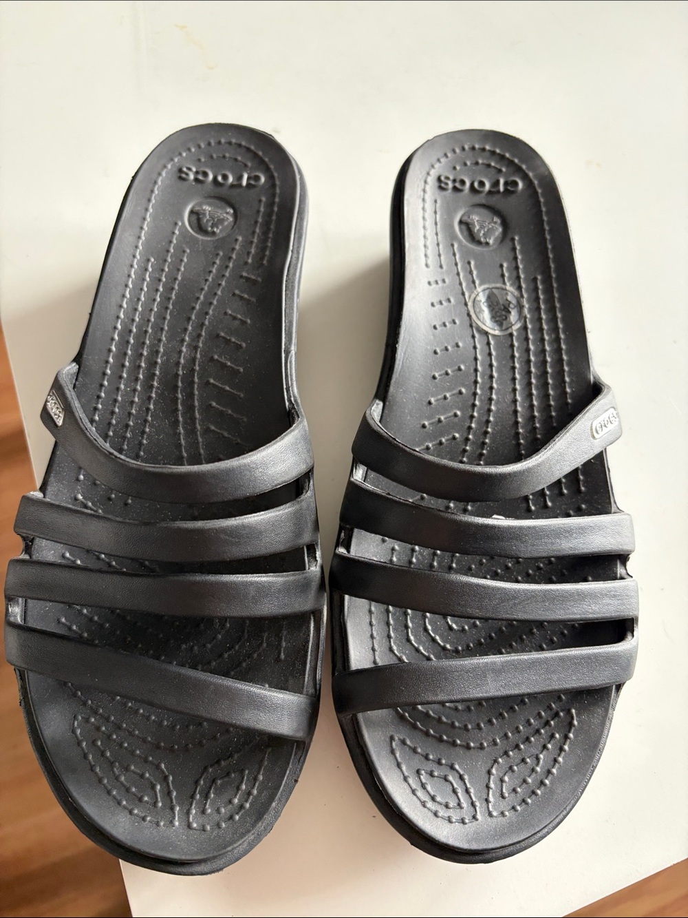 Crocs Rhonda Wedge Sandal Strappy Black Women's US 8